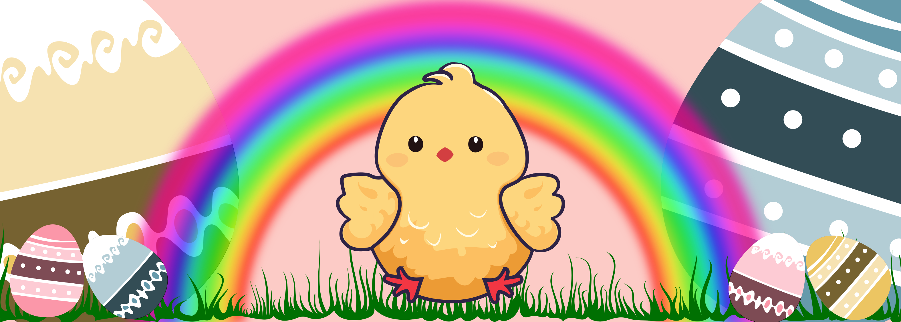 Easter sticker with cute chick