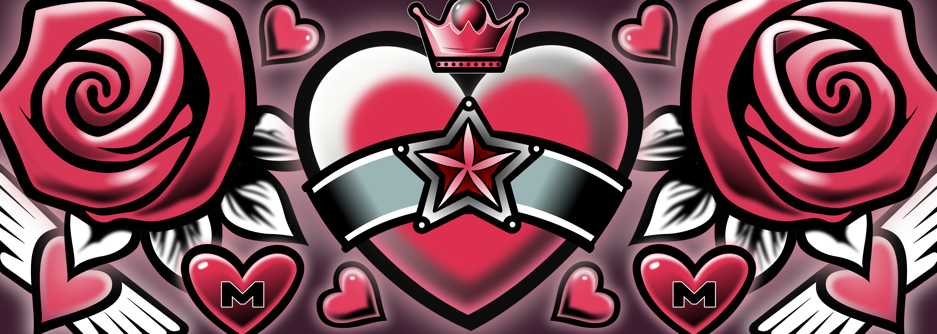 Valentine's Day sticker with tattoo styled crowned heart with a plain background